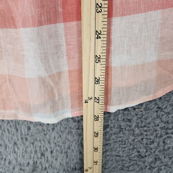 Cafe Marrakesh Top Womens Medium Pink Plaid Sleeveless Button Up Tank - Picture 2 of 8